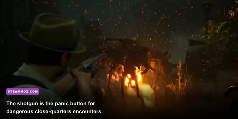 Alone in the Dark shotgun blast against a monster at close range