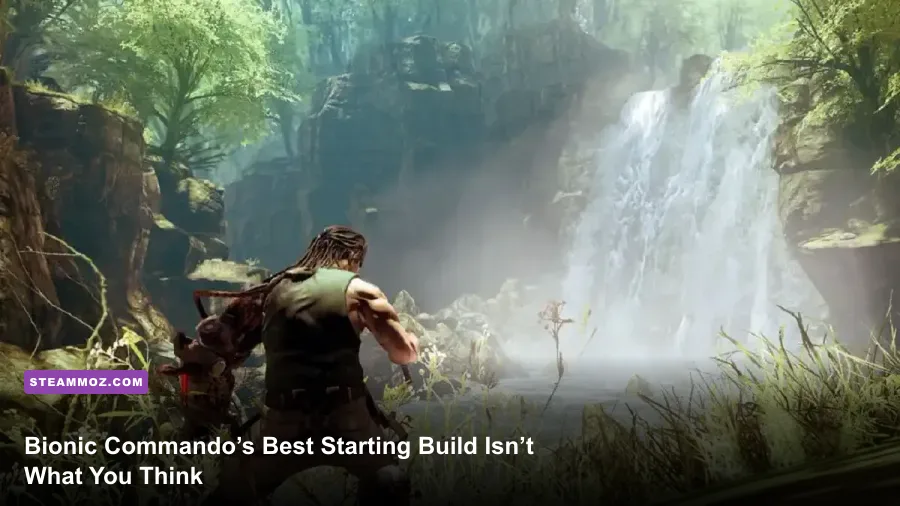 Nathan Spencer swings through Ascension City in Bionic Commando