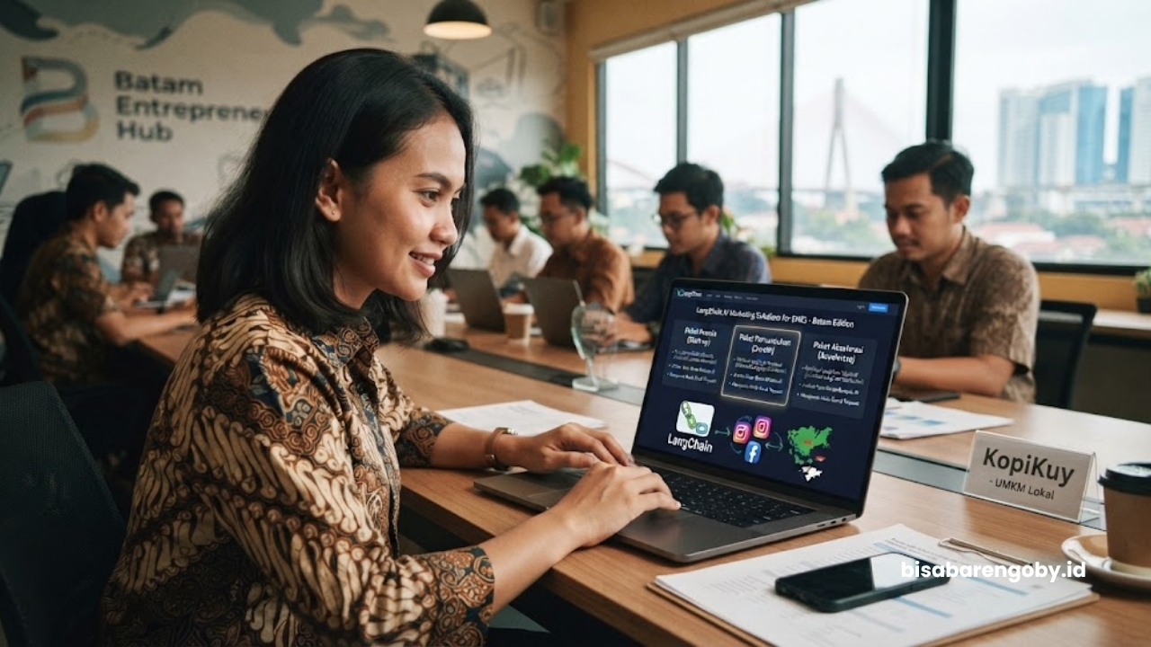 Pemilik bisnis ritel mengevaluasi pilihan paket AI Marketing untuk UMKM di Batam berbasis LangChain