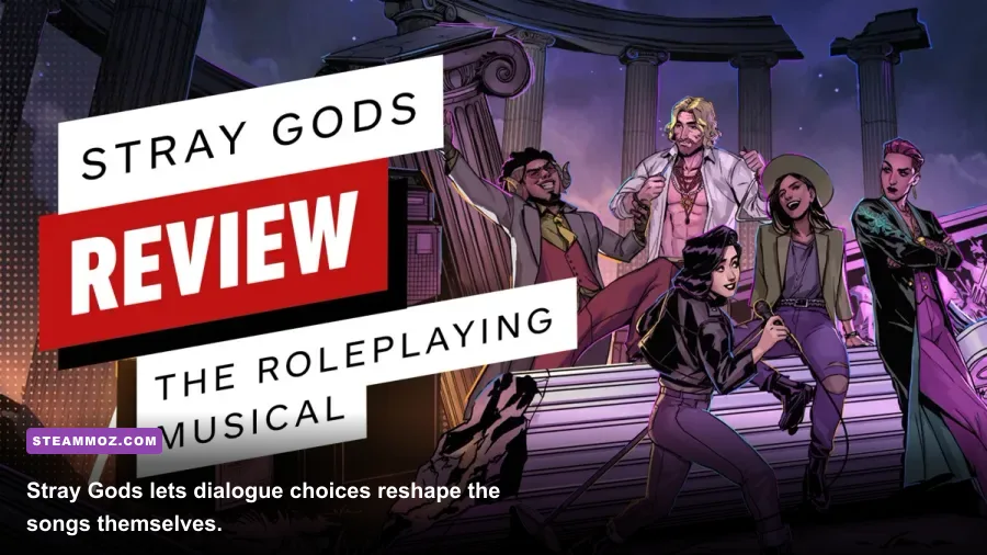 Stray Gods characters performing a dramatic musical number