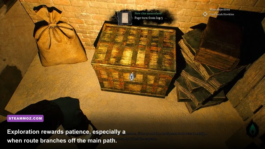 Last Rites exploration area containing a hidden room and valuable chest