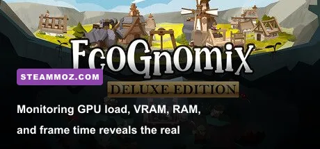 EcoGnomix running on a Windows gaming PC with performance monitoring overlay