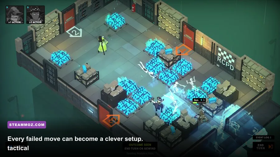 Tactical Breach Wizards screenshot showing a wizard squad planning a rooftop breach
