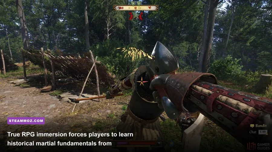 First-person directional sword duel outside Rattay in Kingdom Come Deliverance