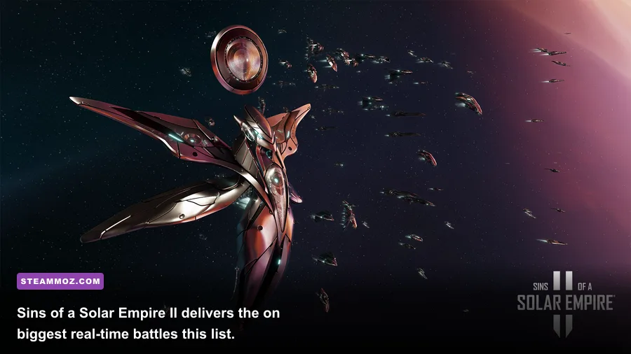 Sins of a Solar Empire II capital ships and fleets fighting near a planet