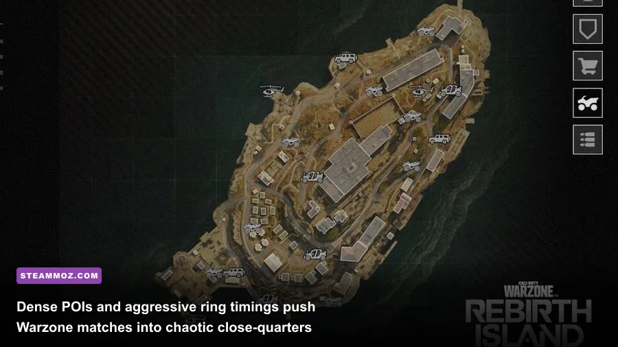 Tactical overhead map perspective of Urzikstan drop zones and contracts