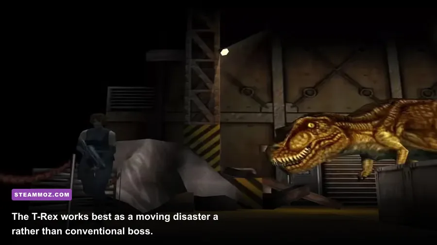 Tyrannosaurus Rex attacking during a Dino Crisis escape sequence