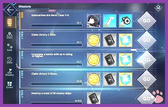 Azur Lane collection percentage rewards screen