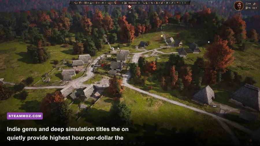 Manor Lords gameplay showing detailed medieval city construction