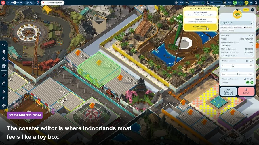 Indoorlands roller coaster being designed inside an indoor amusement park