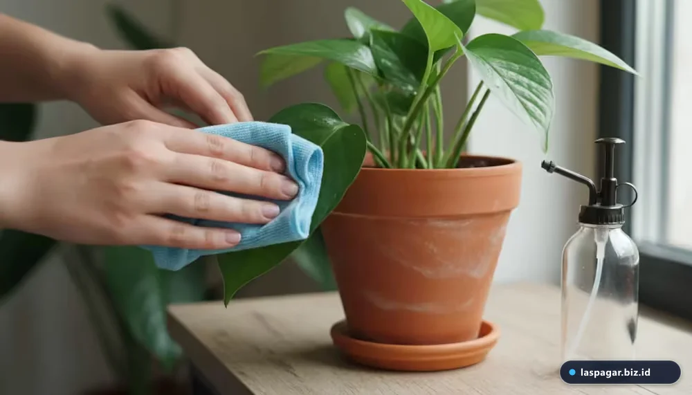 Cara merawat rangka standing pot besi hollow dan tatakan kayu indoor