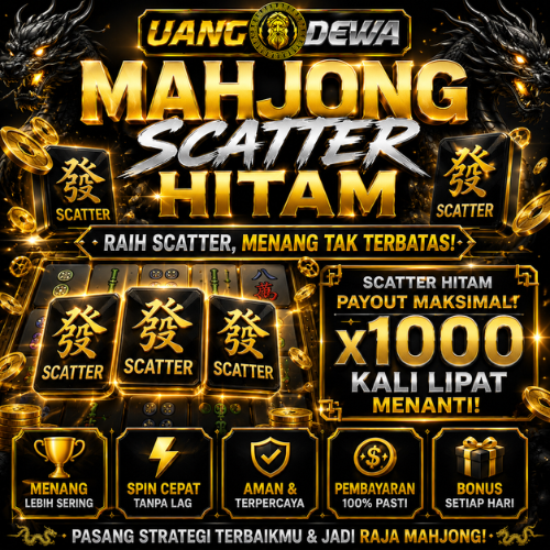 Tampilan Mahjong Scatter Hitam nuansa emas